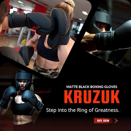 Guantes de boxeo negros mate Kruzak con almohadillas de alta resistencia para MMA 5