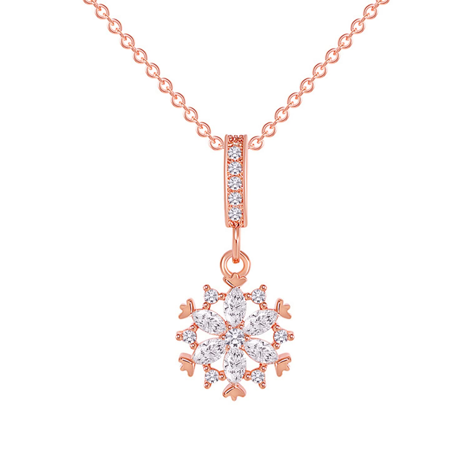 Plated American Diamond Studded Pendant Necklace Chain, Stylish Gift