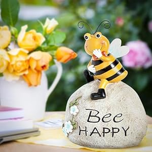 Garden Decor Bee Outdoor Statues Sculpture Bumblebee Figurine for Patio Lawn Porch Yard Backyard Honey Bees for Insect Lovers Gifts Garden Ornaments for Home Decor Spring Summer