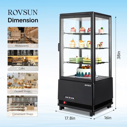 Image of ROVSUN 3 Cu.Ft Display Refrigerator Commercial, Beverage Refrigerator Cooler Glass Door Merchandiser Fridge w /LED Air-cooling Automatic Defrost Front Opening Door for Cafe Restaurant Cafe ETL NSF