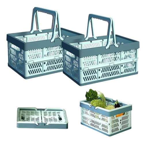 2 pièces Caisse Rangement Pliables avec Poignée, Boîtes de Rangement Pliables Boîtes, Pliantes en Plastique pour Cuisine, pour le rangement à la maison, les collations, le camping, la salle de bain