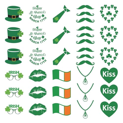 Womaha 30 Sheets St. Patrick's Day Temporary Tattoos for Women Kids Waterproof Body Tattoos, Green - Image 2