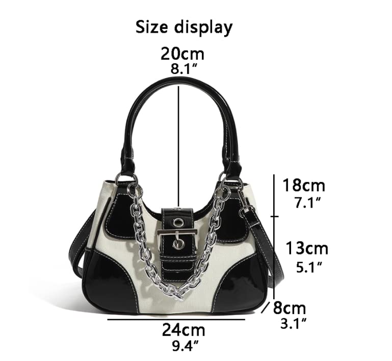 XPONNI Y2k Purse with Chain, PU Goth Purse, Y2k Accessories, Small Shoulder Bags for Women Crossbody3