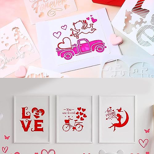 ONEBO 30 Pieces Valentine Drawing Painting Templates,Love Heart Stencils,Valentine's Day DIY Painting Template,for Valentines Paintings,DIY Craft Decoration Supplies - Image 4