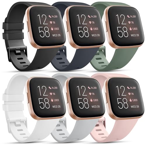 Bracelet Fitbit Versa 2 en silicone doux pack de 6 attaches classiques durables et étanches