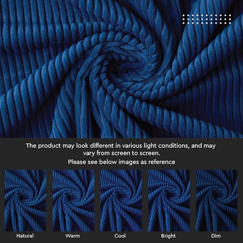 Image of Encasa XO Corduroy Cushion Covers, No Inserts, Set of 2, Navy Blue