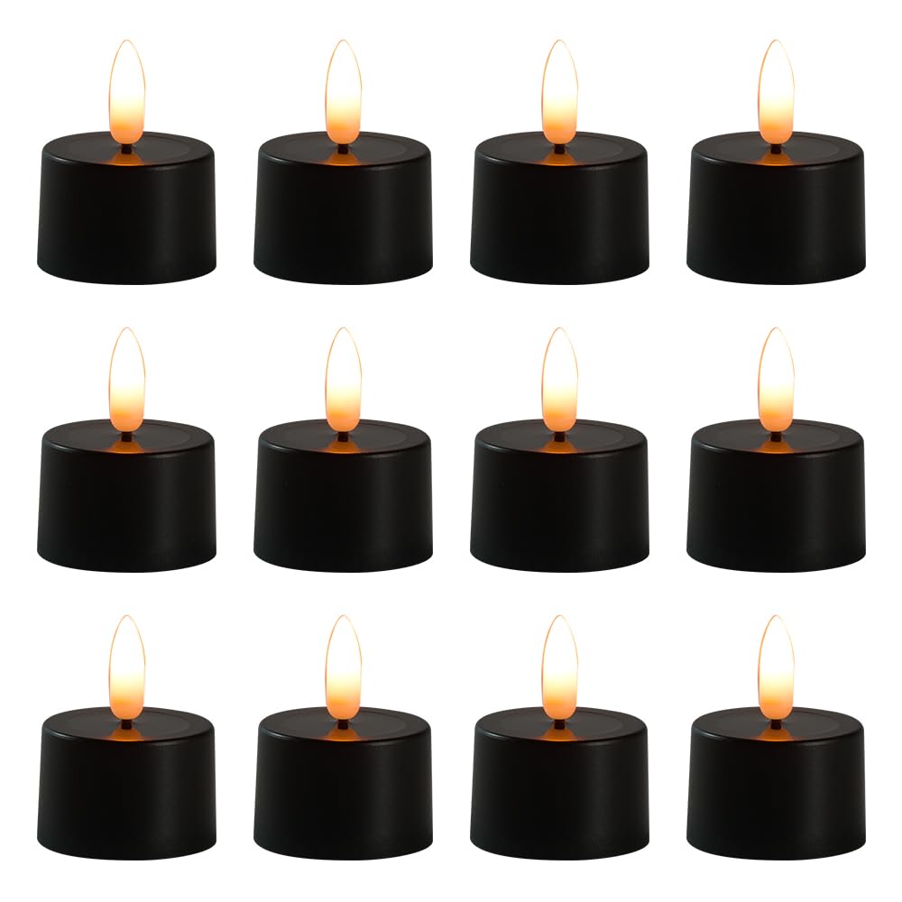 Simplelight Black Halloween Tea Lights Candles Battery Operated, Timer