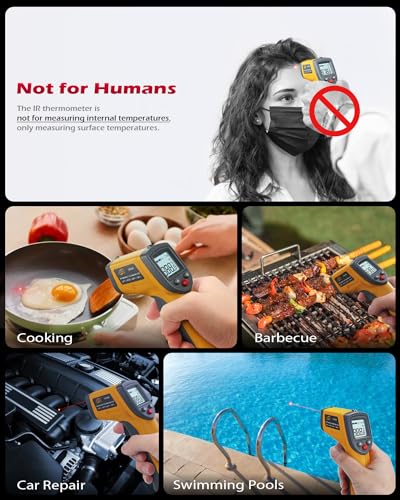 Image of Plastic Infrared Thermometer Gun, Non-Contact Digital Laser Temperature Gun for Kitchen Cooking Food, Grill, Pizza Oven, Candy, Fridge, HVAC