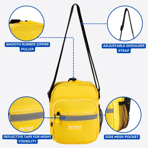 J World New York Crux Mini Crossbody Bags For Women And Men – 5.9 X 3.5 X 7.9 Inch Sling Bag With Adjustable Shoulder Strap – Modern Cross Body Bag With Zippered Front Pocket – Front Reflective Tape (Tangerine Yellow) #TOP2