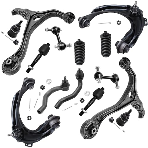Image of Detroit Axle - 3.0L Front End 14pc Suspension Kit for 2003-2006 Honda Accord, 2 Upper Control Arms w /Ball Joints 2 Lower Control Arms 2 Lower Ball Joints 2 Sway Bars 4 Inner Outer Tie Rods 2 Boots