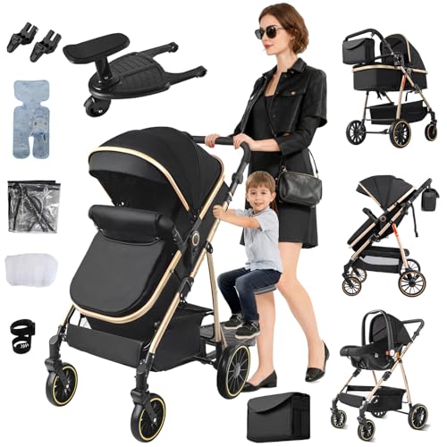 【Passeggino 3 in 1 Versatile】 L'innovativa costruzione di questo trio passeggino neonati consente regolazioni senza sforzo, consentendoti di riconfigurare il passeggino in più impostazioni con il minimo sforzo. Questo passeggino trio può adattarsi per soddisfare le mutevoli esigenze del tuo bambino. Il suo design multifunzionale supporta varie fasi dello sviluppo del tuo bambino, offrendo flessibilità e praticità per diverse attività e ambienti