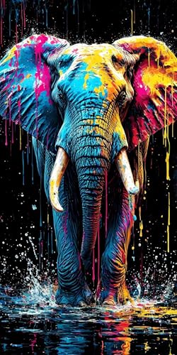 Peinture diamant grand format éléphant 40x80 kit complet strass