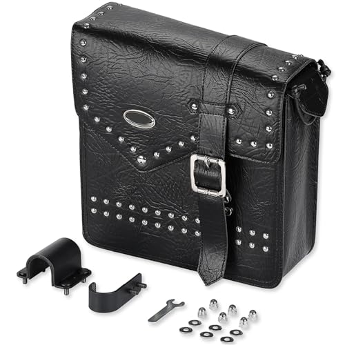 Bolsa para basculante de moto Softail, alforja de cuero PU de 12L impermeable 2