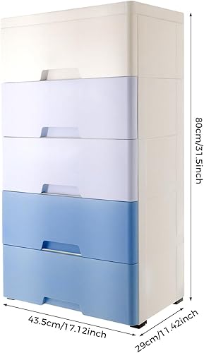 Miniatura 9 de Cajones de plástico de 5 capas, armario de almacenamiento con 6 cajones, cajones de armario, organizador alto para ropa, sala de juegos, muebles de