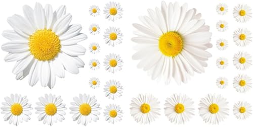 Pegatina de pared de margaritas autoadhesiva para decoración del hogar, patrón de flores único, calcomanía de pared para sala de estar, dormitorio,