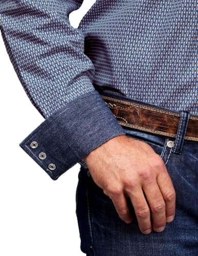 Stetson Diamond Neat Blue Print - Mens Shirt2