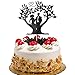 Romantic Mr & Mrs Under the Tree Wedding Cake Topper, Bride and Groom, Funny Love Cake Party Decorations, Black Glitter
