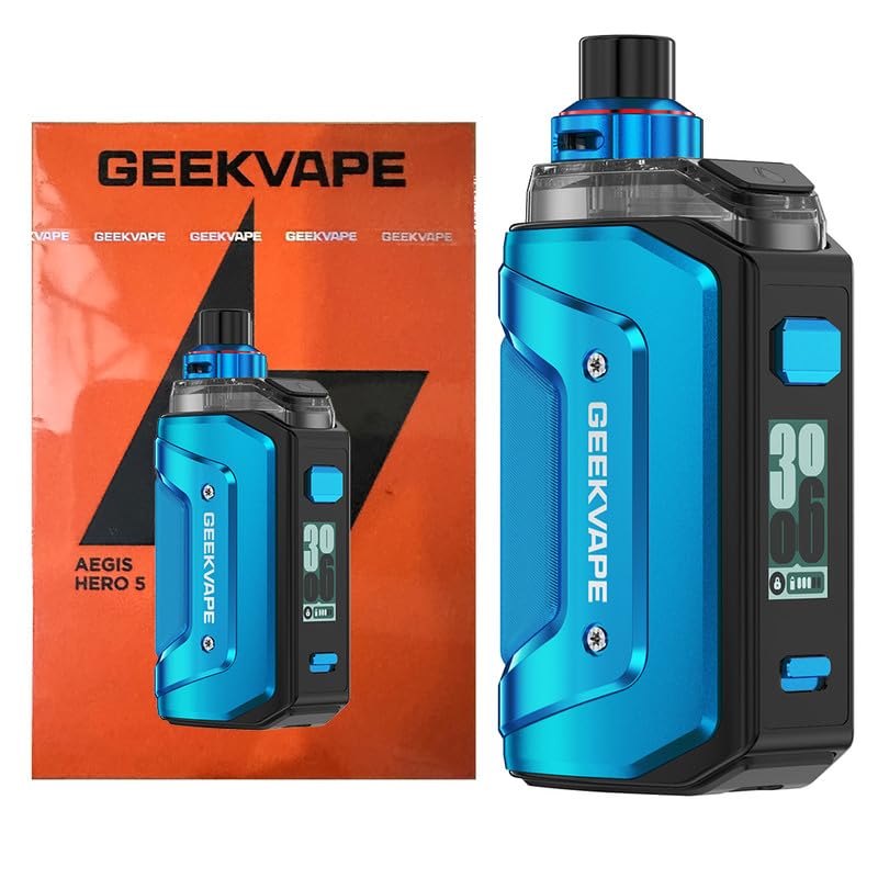 GEEKVAPE Aegis Hero 5 Kit 50W Amélioré H45 Classic | 2000mAh Batterie + 6.5ml GEEKVAPE AEGIS HERO Pod Cartouche B 0.4ohm + B 0.2ohm (Boost Version) Coil,...