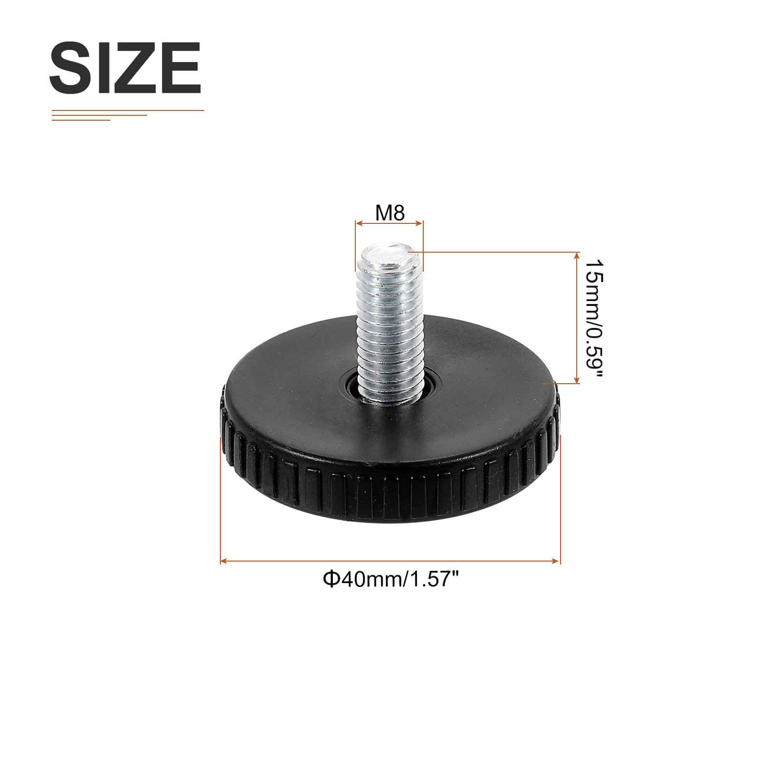 DTGN M8x15x40mm(DxLxOD) Screw on Furniture Glide Leveling Feet, 4Pack, Good for Furniture - Image 2