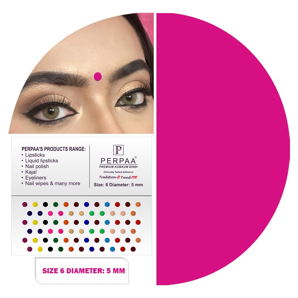PERPAA Premium Velvet Sticker Kumkum Bindi Box of 15 Flaps - Pottu for Women,Ladies, Girls (Size 6, Diameter 5mm, Multicolor)