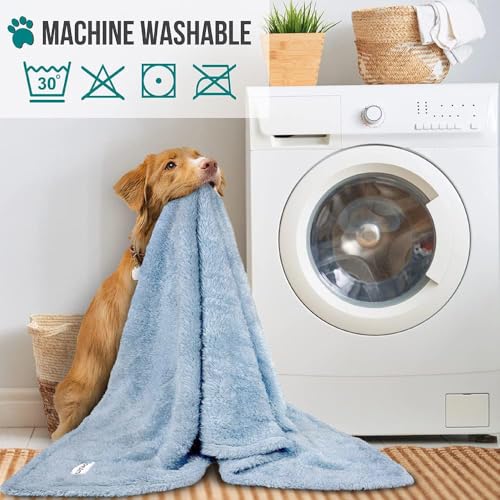 Image of PetAmi Fluffy Dog Blanket for Small Medium Large Dogs, Sherpa Soft Warm Pet Fleece Throw for Indoor Cats, Fuzzy Plush Shaggy Blanket Furniture Protector Sofa Couch Bed, Blue 29x40