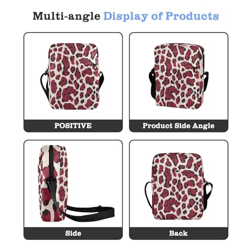 small messenger bag for men Crossbody Bags For Women Casual Womens Purse Adjustable Strap for business business- Beige Red Leopard Print4