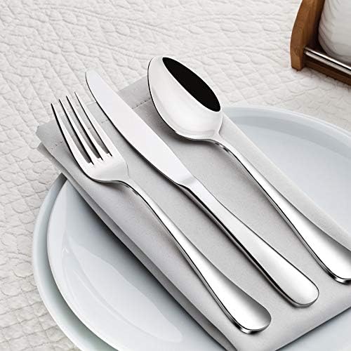 RayPard Silver 20-Piece Stainless-Steel Cutlery Set Flatware Set Tableware Dinnerware Knife Fork Spoon, 16 pcs + 4 pcs, Service for 4