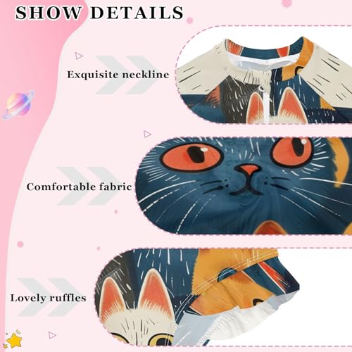 Girls One Piece Swimsuits Long Sleeve Swimsuit Zipper Bathing Suits Cats Oil Painting3