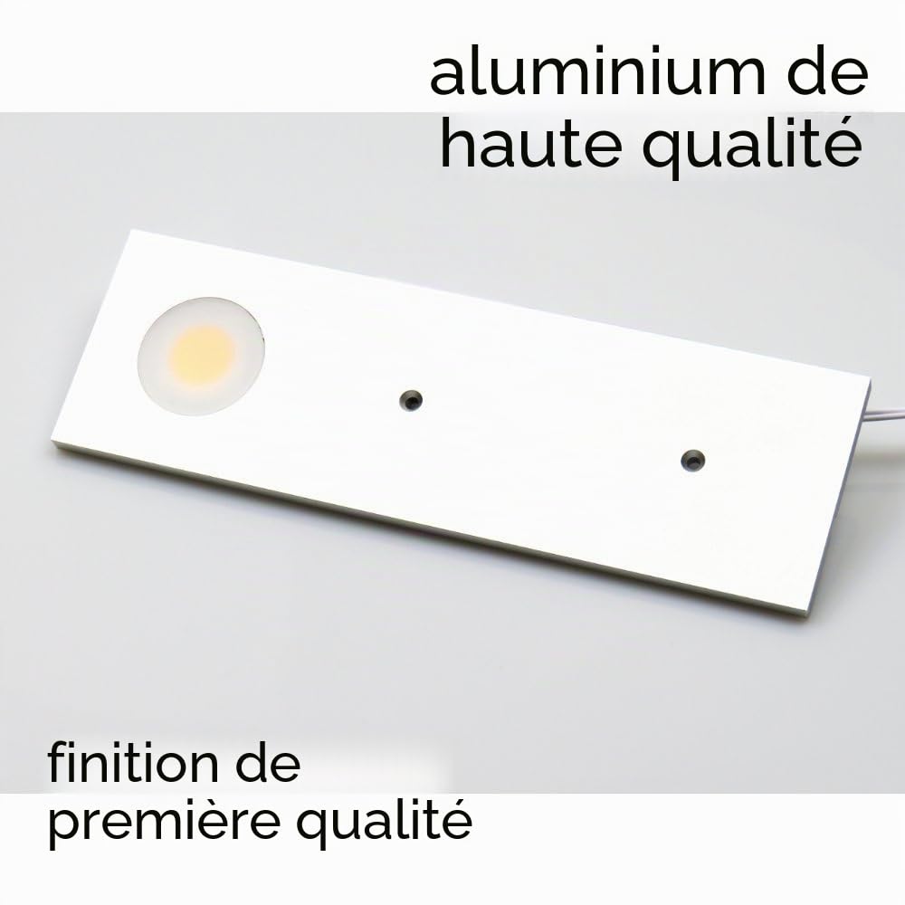 Luminaire de cuisine LED, lampe sous meuble, applique, spot en sous-face, kit, choix : lot de 3, blanc chaud