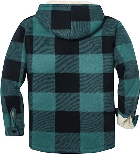 Image of ZITY Men's Flannel Hooded Jacket Fleece Sherpa Lined Plaid Shirts Jackets Zip Up Sweatshirt Hoodies for Men with 4 Pockets