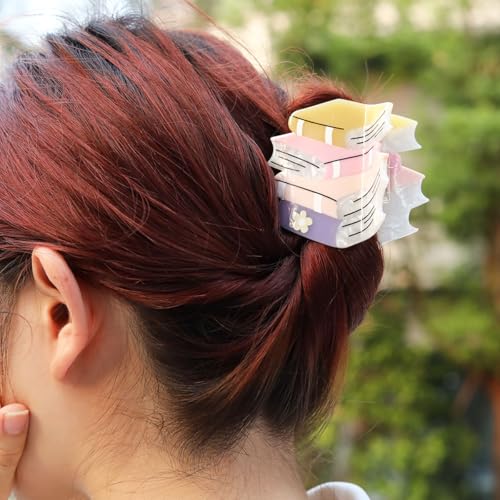 Acetate Book Hair Claw Clip Personalized Cute Girls Back to School Book Hair Claw Clip for Women Teacher Gift 1 Pieces