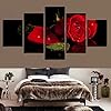 5 Panels Painting Picture Modern Red Flower Hd Printed Wedding Decoration For Living Room Canvas