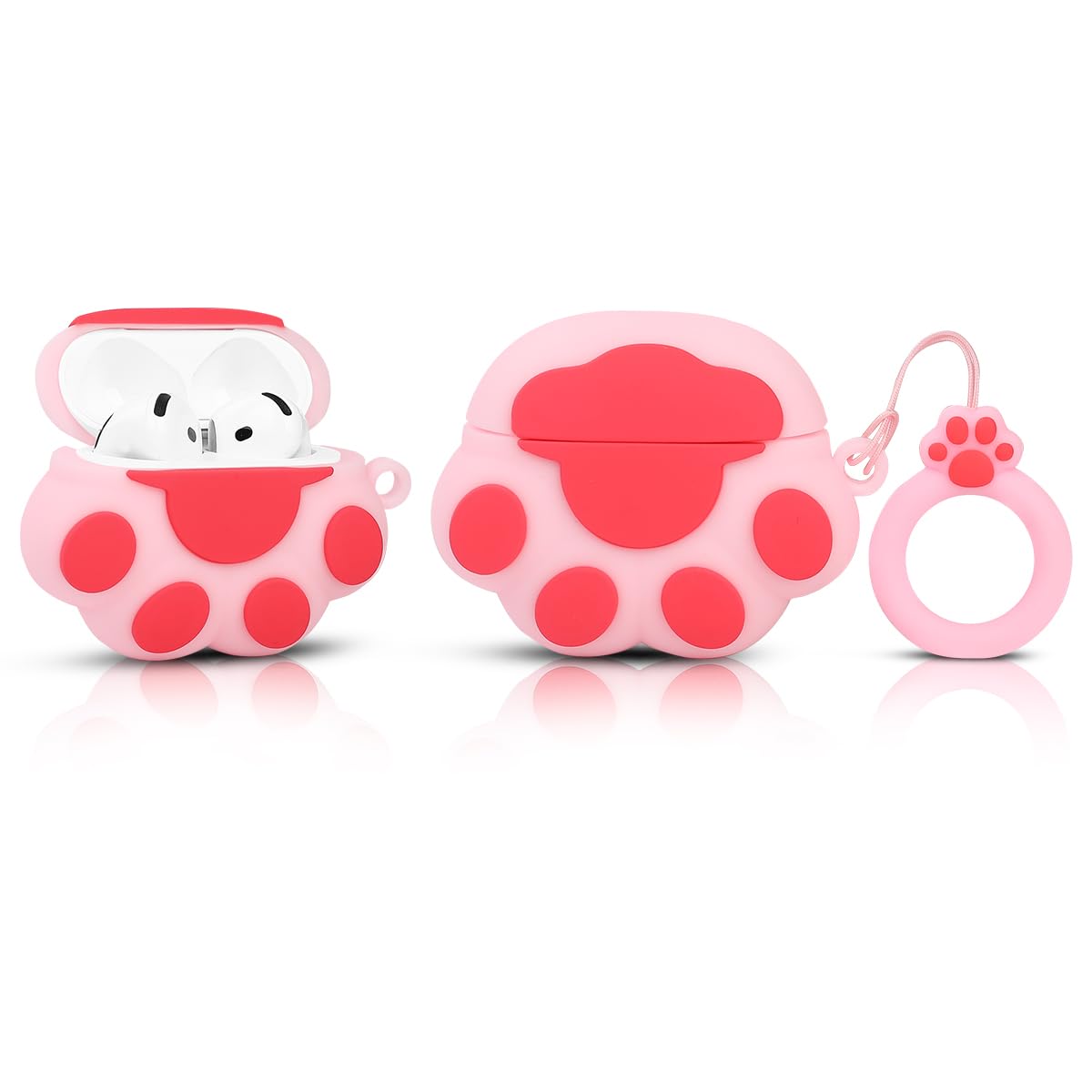 Pack de 4 fundas bonitas para AirPods 4 auriculares (2024), XMBYGY funda de carga de silicona con dibujos de caricatura, a prueba de golpes, con mosquetón para hombre, mujer, adolescente (CATpk+AVO+