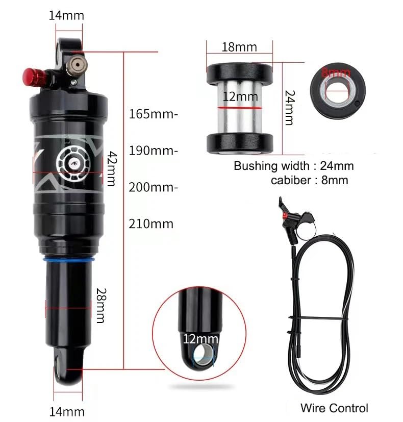 Amortisseur Arrière VTT à Air SQIANKUN – Commande Manuelle Verrouillage, 165/190/200/210 Mm, Pour Vélo Tout-Terrain