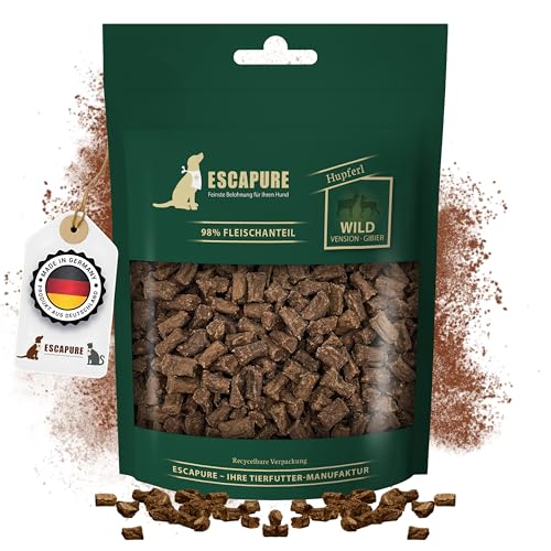 ESCAPURE Hupferl - Hunde Leckerli aus Wildfleisch in Premium Qualität - 98% Muskelfleisch - Protein Trainingssnacks ohne künstliche Zusatzstoffe & Getreide (150g)