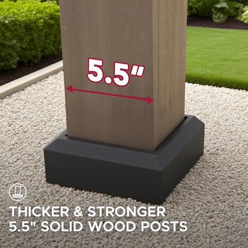 SUNJOY 12 x 12 ft. Hardtop Gazebo 2-Tier Wooden Cedar Frame Outdoor Gazebo with Ceiling Hook for Patio, Backyard, and Garden, Brown - Image 6