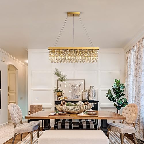 Siljoy-6-Light-Modern-Crystal-Chandelier-Rectangular-Gold-K9-Crystal-Raindrop-Chandelier-for-Dining-Room-Luxury-Adjustable-Ceiling-Pendant-Light-for-Living-Room-Kitchen-Island-L315-x-W10-x-H10