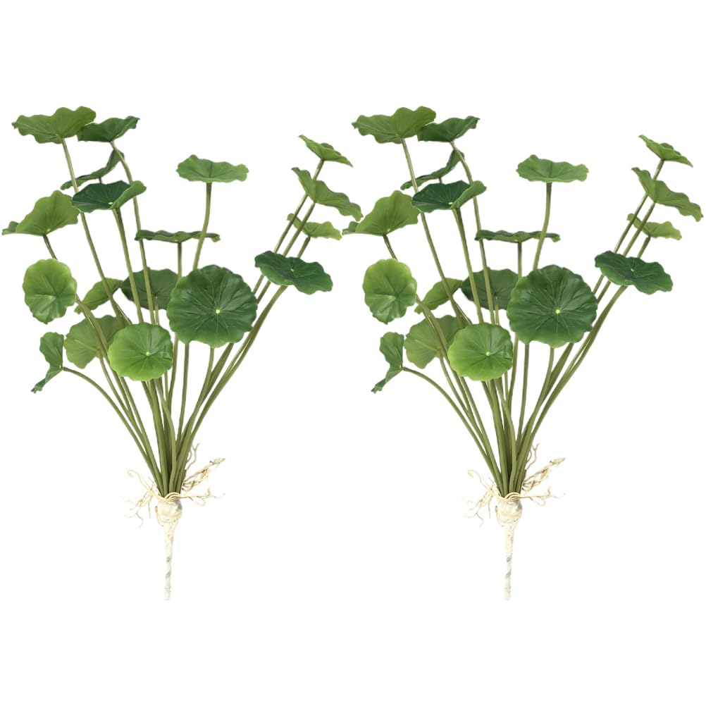 PRETYZOOM 2pcs Simulated Lotus Leaf Aquarium Ornament Plant Decoraciones para Salas De Casa Fake Flower Bouquet Lotus Leaves Artificial Lotus Leaves Decor Water Lily Desktop Plastic Flower