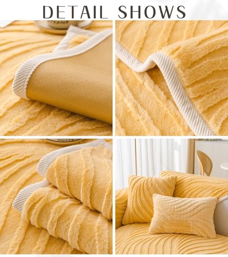 Housse de canapé lavable en jacquard 3D extensible jaune