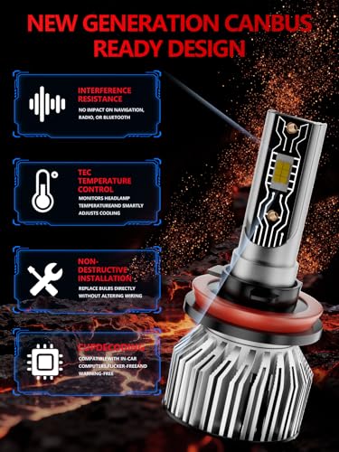 Image of Fit for Nissan Rogue 2014 2015 2016 2017 2018 2019 2020 / Rogue Sport 2017-2020 Car Light Bulbs Set, 800% Brightness 6500K White Lights, High Beam Low Beam Fog Light Combo, Plug n Play, IP68 Pack of 6