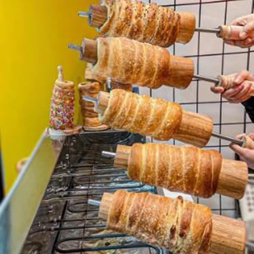 Genérico Kominek do pieczenia ciast, komercyjny grill 3000 W z 4 rolkami i cyfrowym wyświetlaczem do lodów i bułek (gałka)
