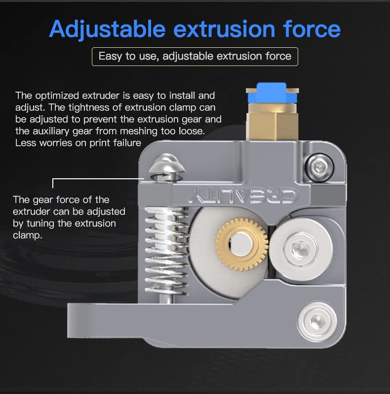 Creality Extrusora Kit para Impresora 3D, Fuerza de Extrusión Ajustable, Extrusora de Alimentación de Metal de Alta Calidad Kit para Ender-3/Ender-3 Pro/Ender-3 S/Ender-3 V2/Ender-3 Max (Gris)