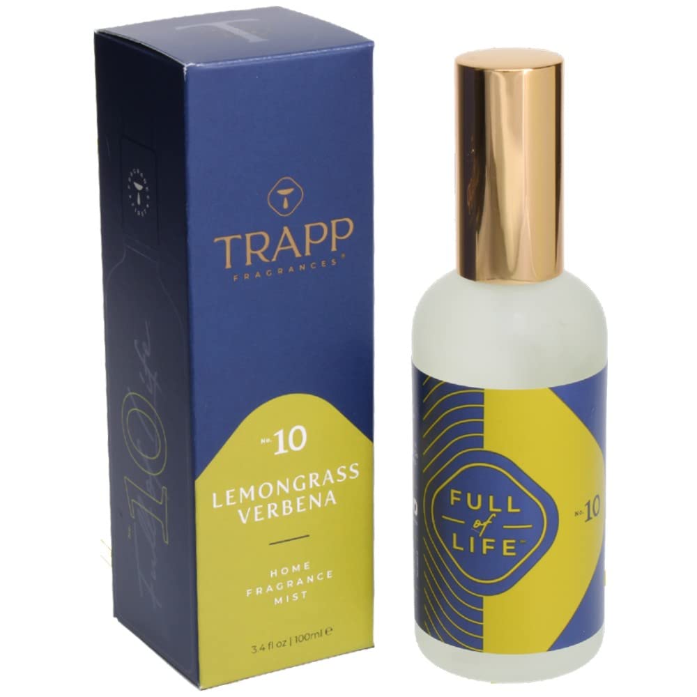TrappNo. 10 Lemongrass Verbena - 3.4 oz. Fragrance Mist (2 Pack) - Aromatic Home Fragrance with Fresh Scent Notes of Asian Lemongrass, Brazilian Verbena, & Indonesian Vanilla.