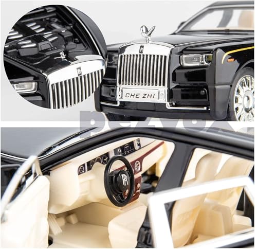 Image of 1:32 Rolls Royce Phantom Diecast Metal Pullback Openable Doors Toy Cars with Flashing Light and Musical Sound for Gifts Toys for Kids Boys and Girls. (Black)