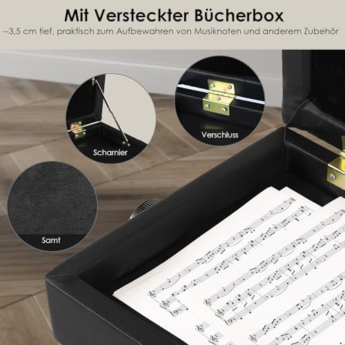 Tabouret Piano Réglable en Hauteur 72x33x58CM, Siege Piano avec Espace de Rangement, Chaise Piano Pieds en Bois Massif, Banc Piano avec Coussin en Cuir PU, Tabouret de Piano Charge Maximale 200KG,Noir - Les Beatles, Paul McCartney, John Lennon, RIngo Starr, George Harrison Tabouret Piano Réglable en Hauteur 72x33x58CM, Siege Piano avec Espace de Rangement, Chaise Piano Pieds en Bois Massif, Banc Piano avec Coussin en Cuir PU, Tabouret de Piano Charge Maximale 200KG,Noir – Image 8