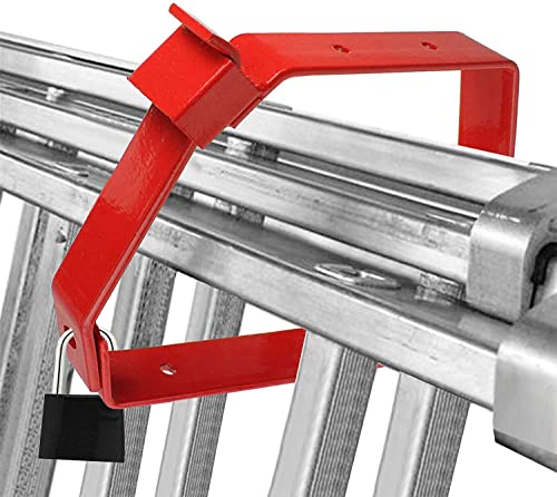Spares2go Universal Lockable Wall Ladder Storage Rack Brackets (Red)