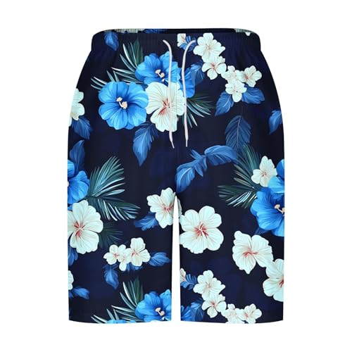 Hawaiian Floral Print Shorts for Men Casual Drawstring Waist Workout Surf Swim Trunks Beach Board Shorts with Pockets4