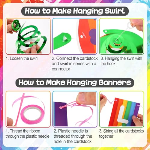 Image of Gay Pride Rainbow Party Decorations - Hanging Swirls & Banners, Love is Love Pride Month Decor for Lesbian Bisexual Transgender LGBTQ Home Office(44PCS)