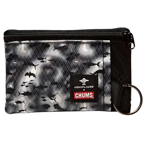 Image of Chums Surfshorts Wallet - Lightweight Slim Wallet with RFID Blocking Card & Clear ID Window - Zippered, Water Resistant w /Key Ring