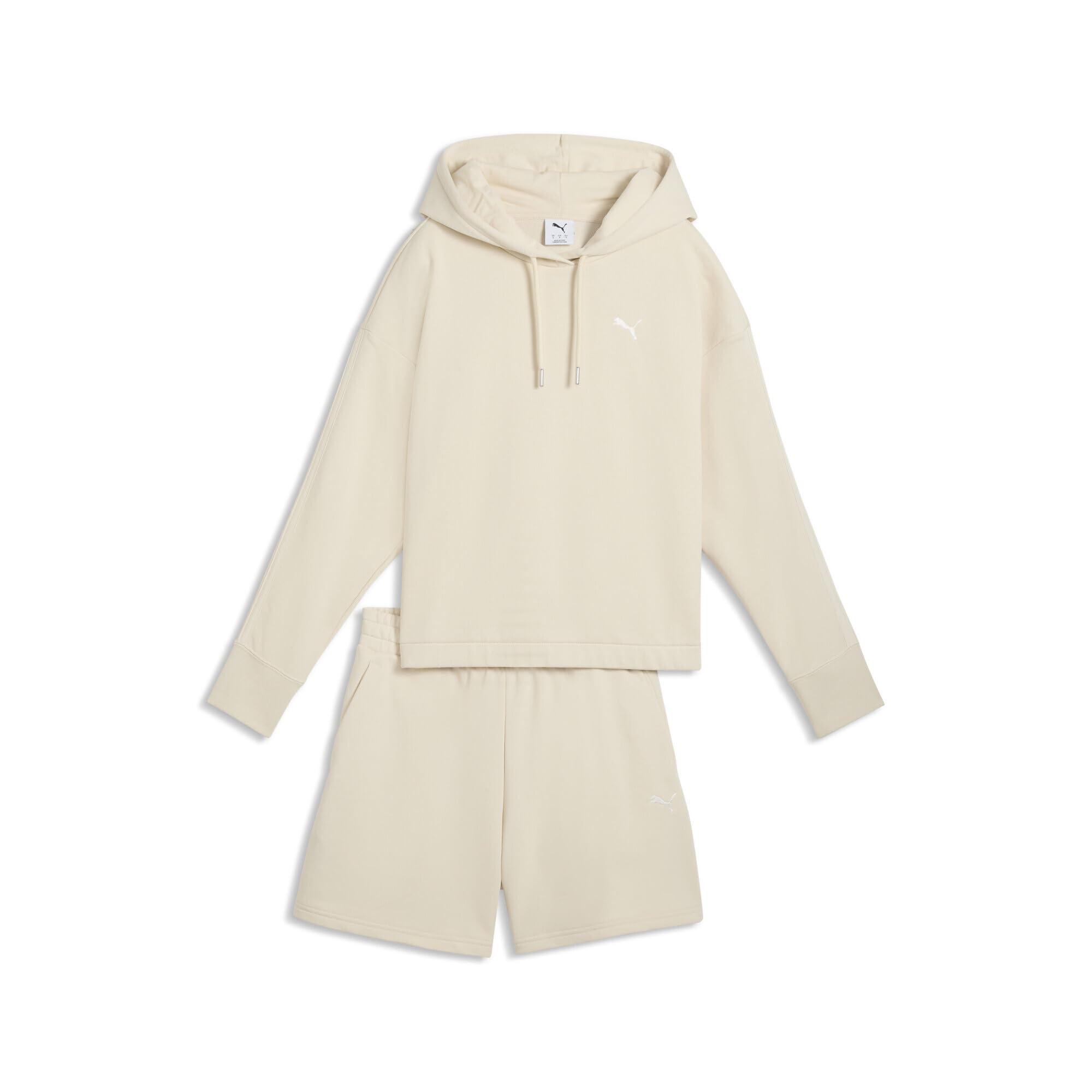 PUMA Survêtement décontracté à capuche avec short Femme M, Alpine Snow White